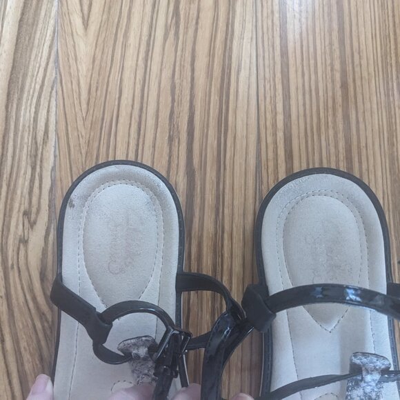 [VGUC] CLARKS Leather Snake Print Sandals - Picture 5 of 6